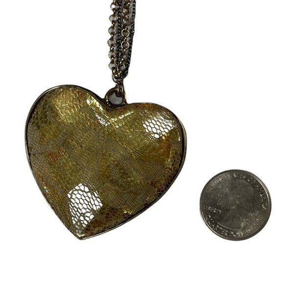 Vintage Unique Heart Pendant Statement Necklace Marked Avenue - Picture 5 of 6